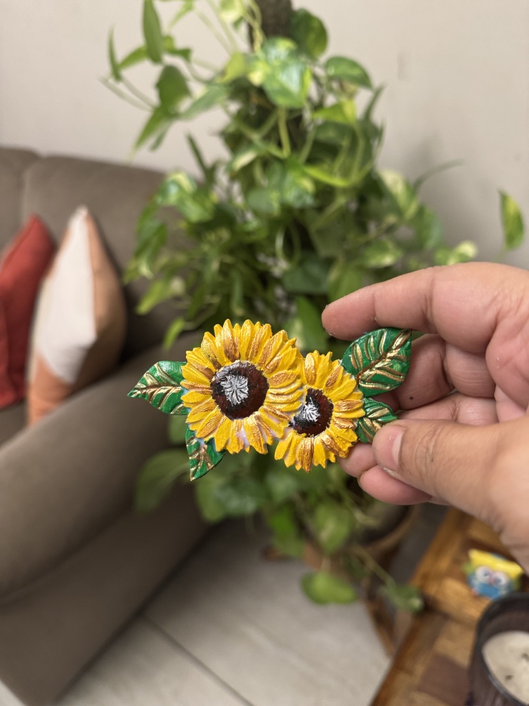 Clay Sunflower Fridge Magnet